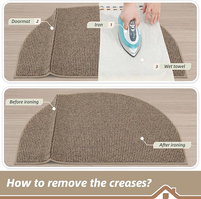 BEQHAUSE Dirt Trapper Door Mat 24" x 36" Half Circle Non-Slip Washable Doormats