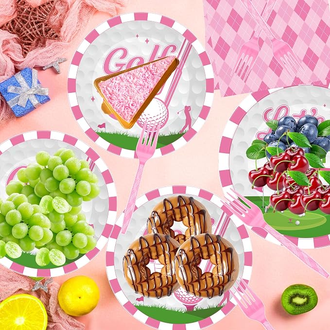 96 Pcs Golf Party Decorations, Cute Golf Themed Tableware Set Party Supplies