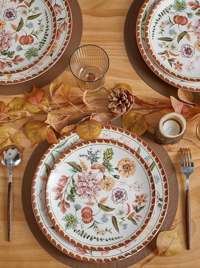 Bico Blooming Moment Salad Plates Set of 4, 8.75 Inch Ceramic Dessert Plates