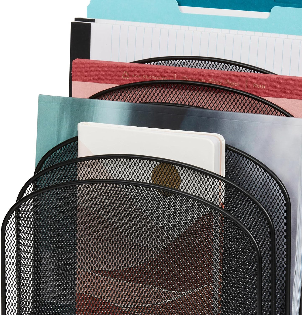Safco Onyx Desk Organizer, 8 Tiered Vertical Compartments, Office and Classroom Mailbox , Paper and Mail Sorter, Steel Mesh, Black
