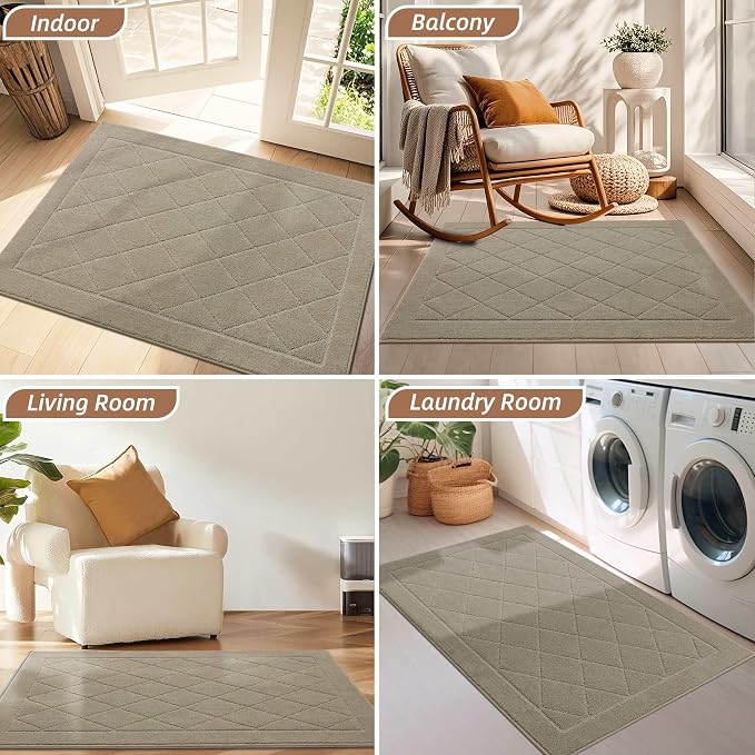 BEQHAUSE Dirt Trapper Door Mat 20" x 32", Doormat Non-Slip Entryway Rugs