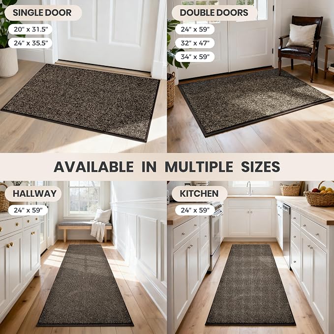 PURRUGS Dirt Trapping Door Mat 20" x 31.5", Non-Slip Machine Washable Entry Rug