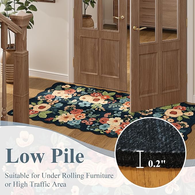 DUKINO 3x5 Area Rug, Floral Non-Slip Indoor Washable Rug