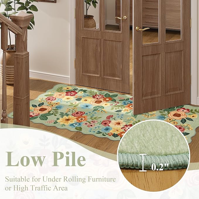 DUKINO 2x4 Washable Runner Rugs, Non Slip Floral Print Entryway Rug