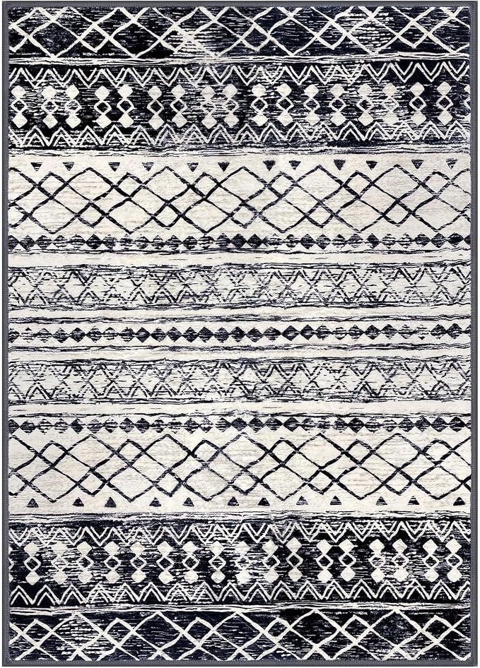 KUTA 6x9 Boho Area Rug for Living Room, Moroccan Washable Kitchen Rugs Non Slip