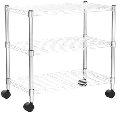 Simple Deluxe 3-Tier Heavy Duty Storage Shelves 750Lb Capacity, 24.02" D x 13.78" W x 21.97" H Shelving Unit for Pantry, Garage, Laundry and Kitchen, Chrome, 2 Pack