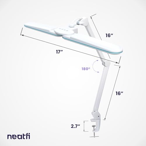Neatfi Elite HD LED Desk Lamp with Clamp, 17-Inch, CCT (Blue Ring)