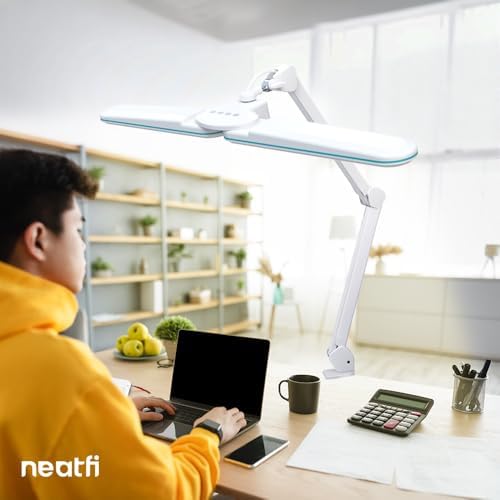 Neatfi Elite HD LED Desk Lamp with Clamp, 17-Inch, CCT (Blue Ring)