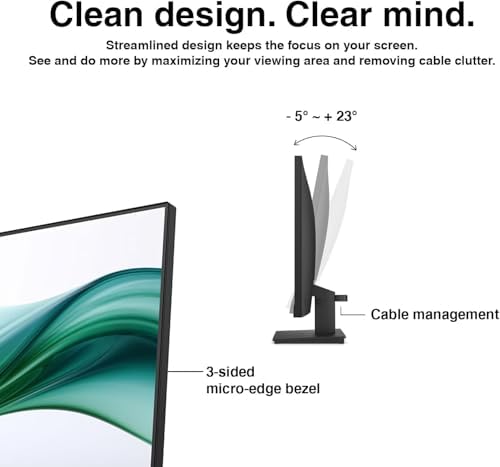 HP 24" Series 3 Pro 324pv FHD Monitor with 5 ms Response Time, Anti-Glare, Flicker Free, VESA Mount (100x100mm), HDMI, VGA & Dockztorm USB Port Expander, Black