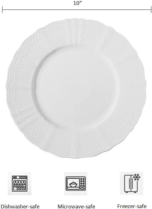10 Inch Porcelain Dinner Plates Set of 4, Dishwasher safe, Microwave safe