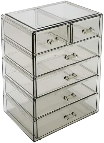 Sorbus 6-Drawer Makeup Organizer with Small & Wide Drawers (Black Jewel)