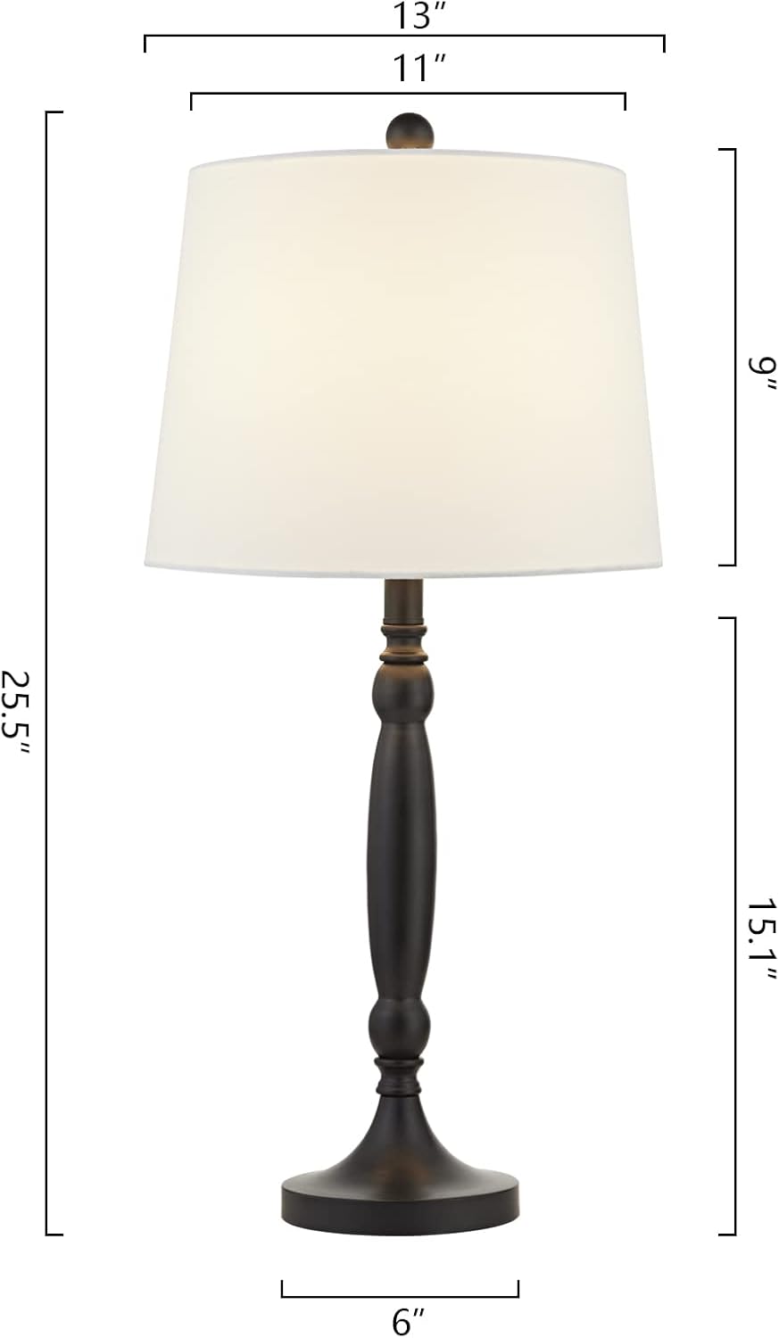 Maxax Lamp Set 3-Piece, Metal 3 Pack Table Lamps and Floor Lamp, Traditional Lamps with White Linen Fabric Shade for Living Room, Bedroom, Study Room