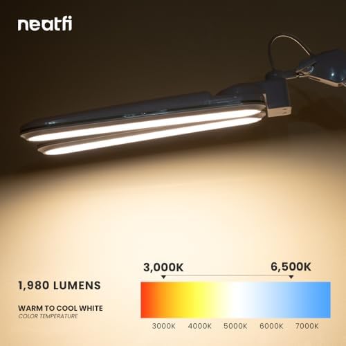 Neatfi Elite HD LED Desk Lamp with Clamp, 17-Inch, CCT (Blue Ring)