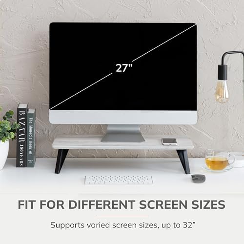 Anji Mountain Monitor Stand for Desk - Desktop Organizer & Laptop Riser, Ergonomic Monitor Riser, Space-Saving, Durable, Easy Assembly & Ideal for Home & Office,White Wash, 24-Inch, Classic
