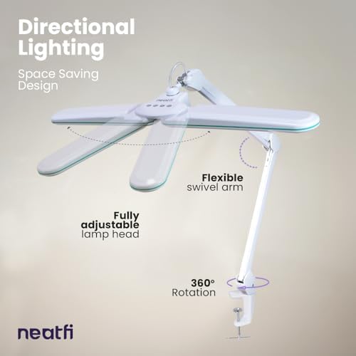 Neatfi Elite HD LED Desk Lamp with Clamp, 17-Inch, CCT (Blue Ring)
