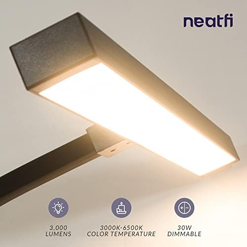 Neatfi 3000 Lumens LED Desk Lamp with Clamp, Dimmable, 28-Inch (Black)