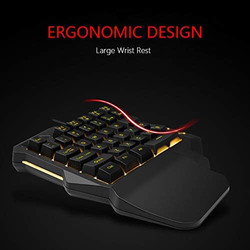 RedThunder One-Handed RGB Gaming Keyboard and Mouse Combo, 35 Keys Mini Gaming Keypad, 6400 DPI Mouse, Portable Game Controller for PC Gamer