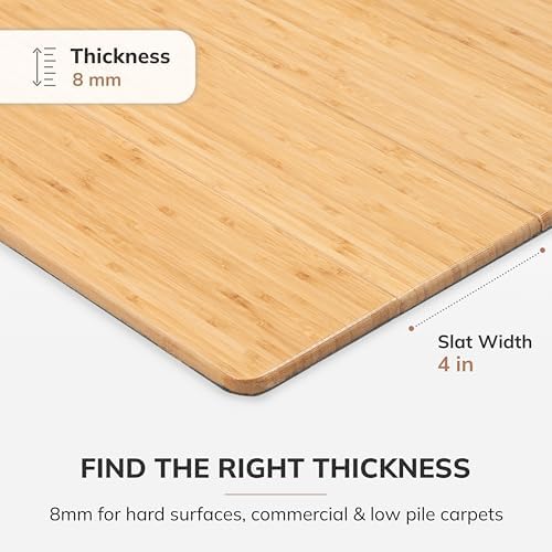 Anji Mountain 52" x 44" Bamboo Office Chair Mat for Carpet & Hardwood Floor