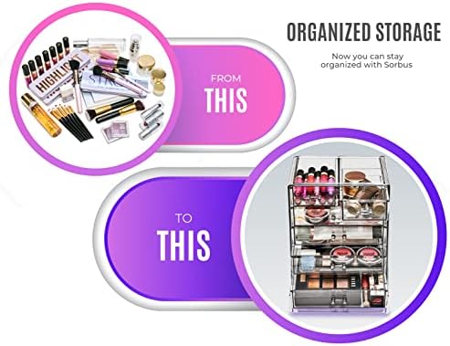 Sorbus 6-Drawer Makeup Organizer with Small & Wide Drawers (Black Jewel)