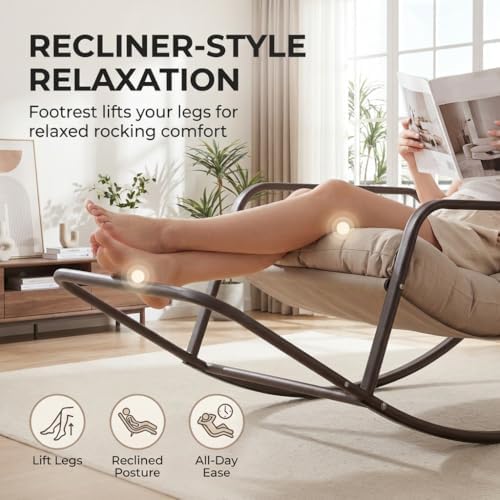 RADIATA 2pcs Rocking Lounge Chair, Outdoor Reclining Lounger with Footrest