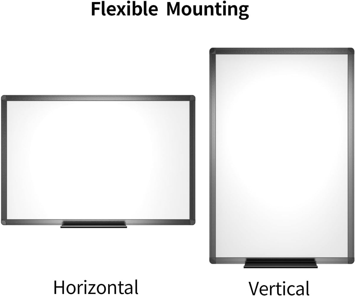 VIZ-PRO Magnetic Dry Erase Board, 48 x 32 Inches, Black Aluminium Frame