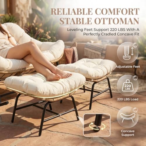 RADIATA Double Egg Rocking Chair with Ottomans, Papasan Lounger Chairs