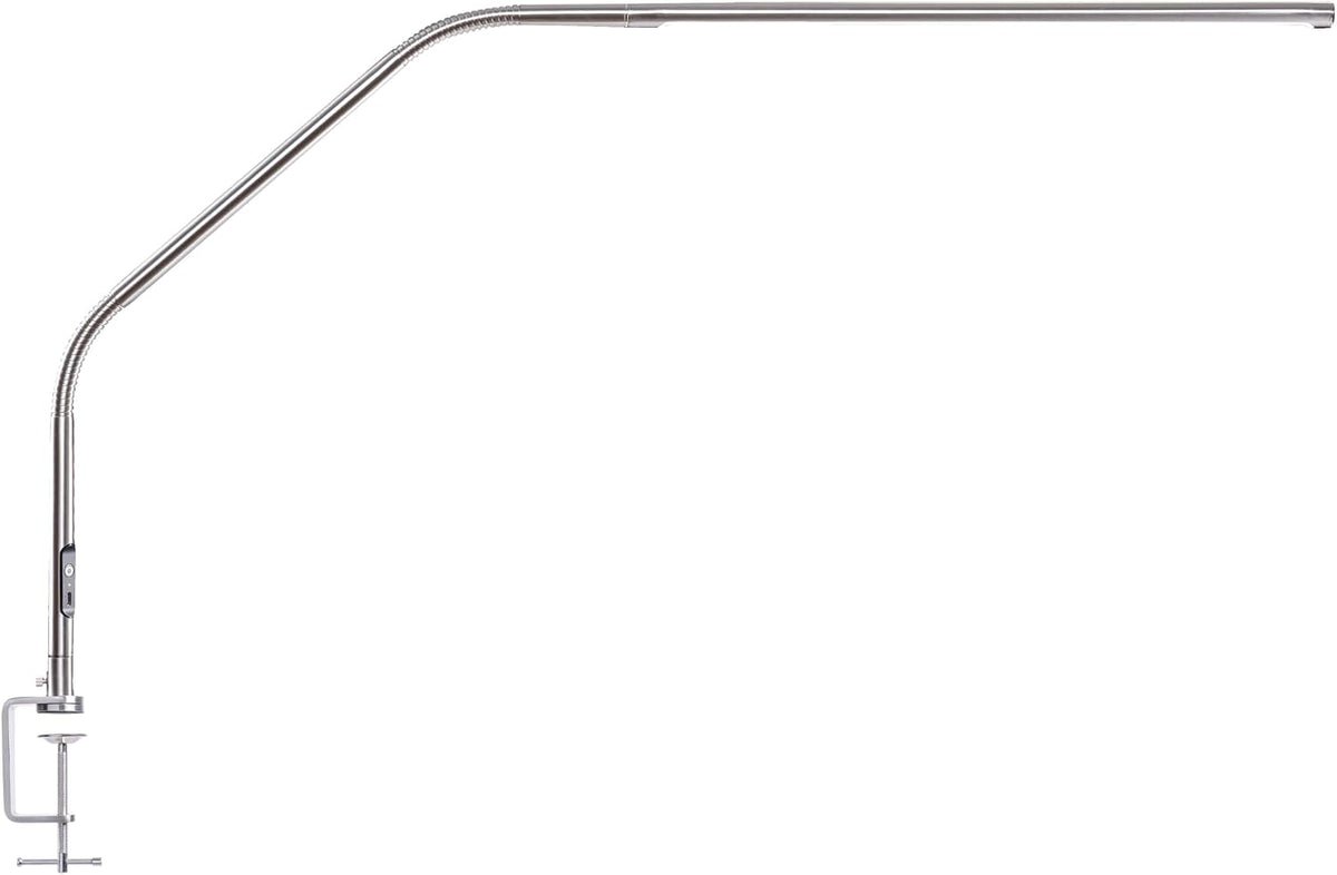 daylight Slimline 4™ LED Table Lamp in Brushed Steel - 6,000K, 3,200 Lux, 4 Brightness Levels, USB-C Charging Port, Anti-Glare Diffuser, Flexible Design, Art & Craft, Sewing, Nail Salon