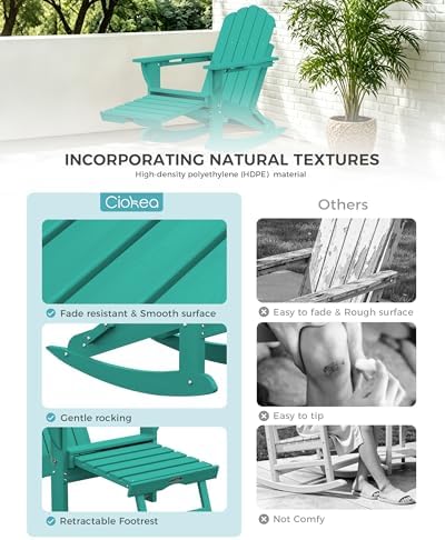 Ciokea Adirondack Rocking Chair with Footrest (Lake Blue)