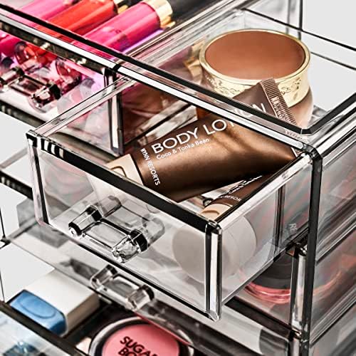 Sorbus 6-Drawer Makeup Organizer with Small & Wide Drawers (Black Jewel)