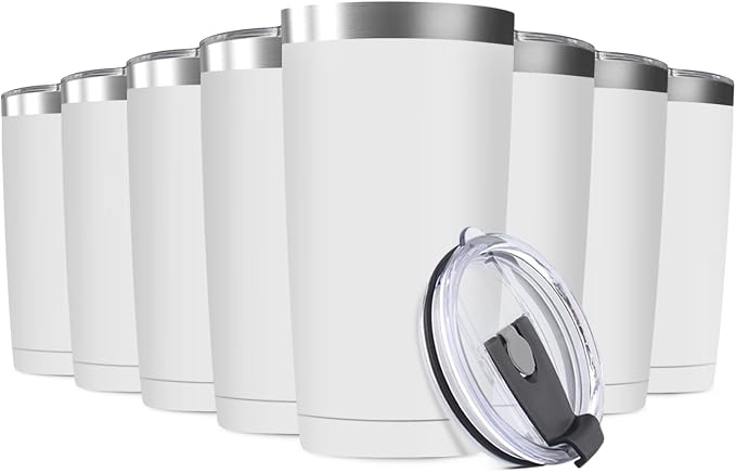 8 Pack 20oz Tumbler Vacuum Insulated Travel Mug