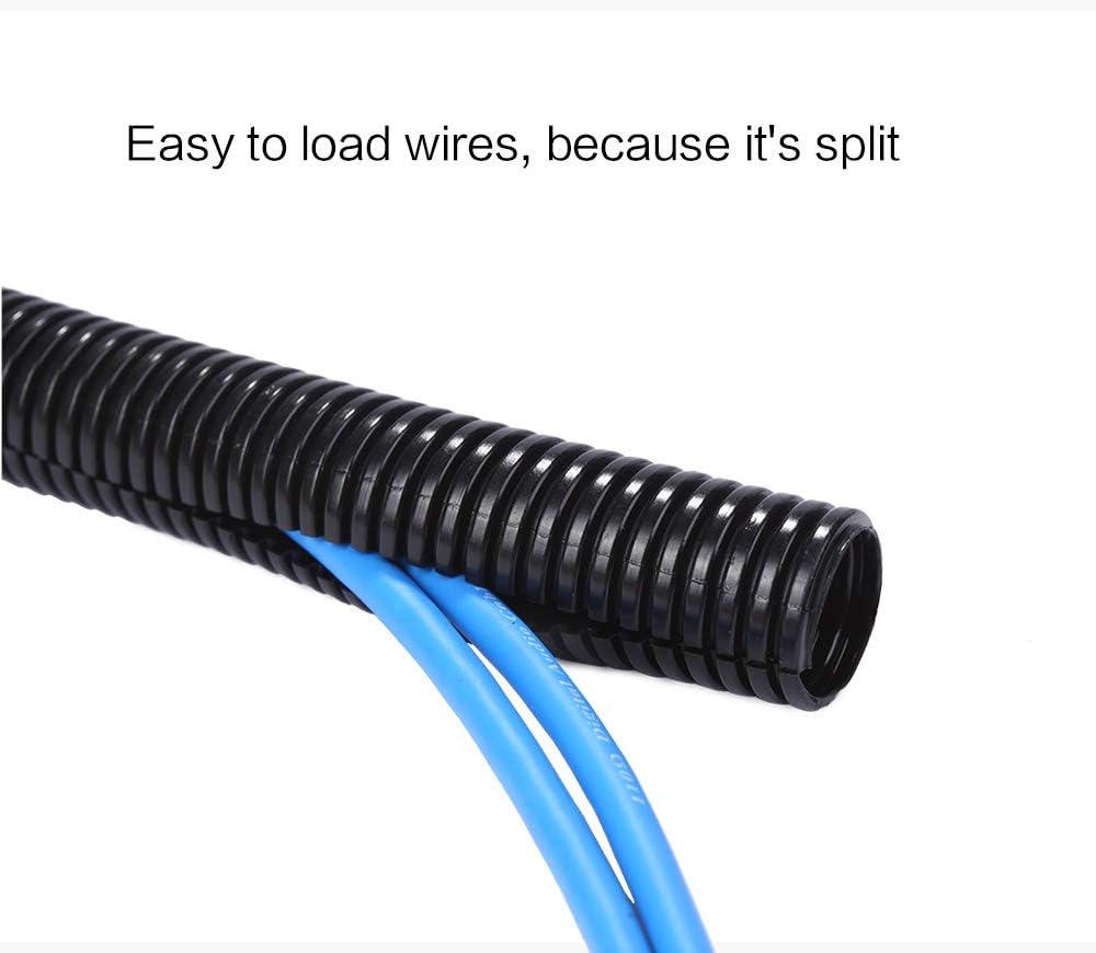 Alex Tech 100ft - 1/2 inch Split Wire Loom Tubing - Black