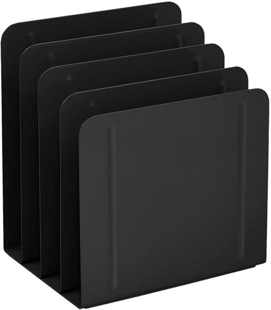 Acrimet 4 Section File Sorter Vertical, Metal Desktop Organizer, Black