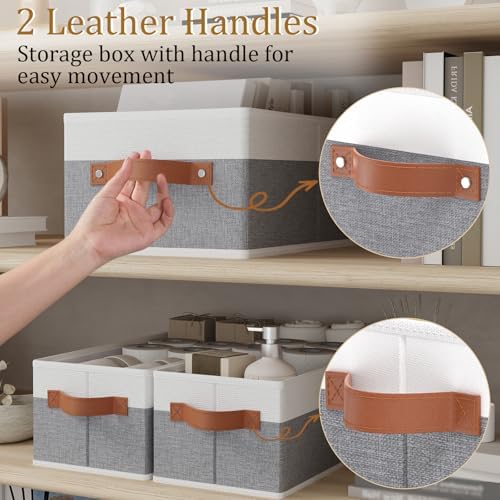 OUTBROS Foldable Drawer Organizers Gray/White, 15x6.1x5.1in, 6-Pack