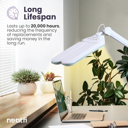 Neatfi Elite HD LED Desk Lamp with Clamp, 17-Inch, CCT (Blue Ring)