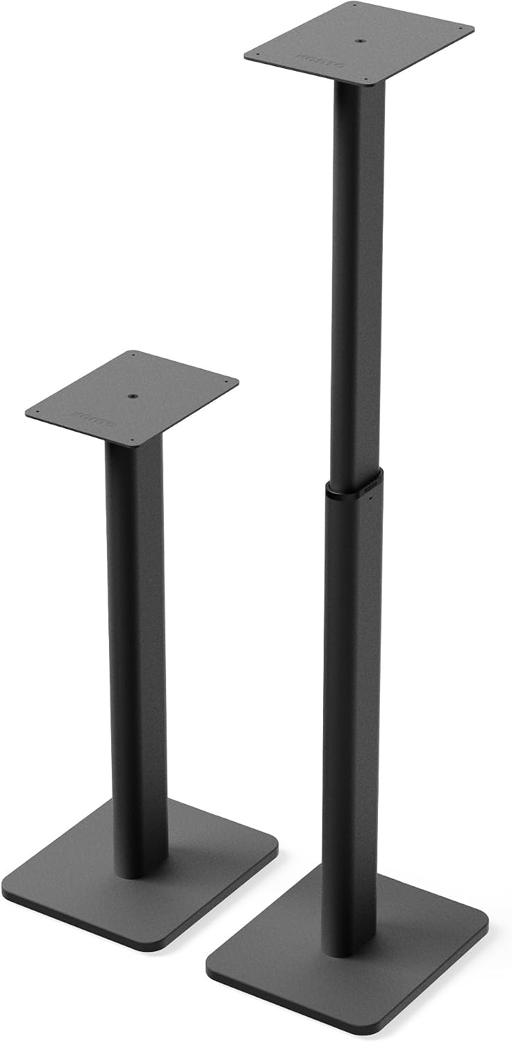 Kanto SPH Adjustable Height Bookshelf Speaker Stands, Pair | Heavy Duty Steel Floor Speaker Stands 24 to 42 in | Holds 30 lb | Internal Cable Management | Reduced Vibration | Carpet Spikes | Black