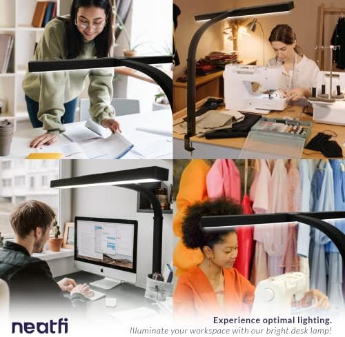 Neatfi 3000 Lumens LED Desk Lamp with Clamp, Dimmable, 28-Inch (Black)