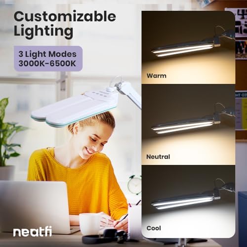Neatfi Elite HD LED Desk Lamp with Clamp, 17-Inch, CCT (Blue Ring)