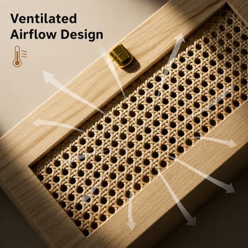 Wooden Cable Management Box - 15 x 6.5 x 6.3 in - Power Strip Organizer