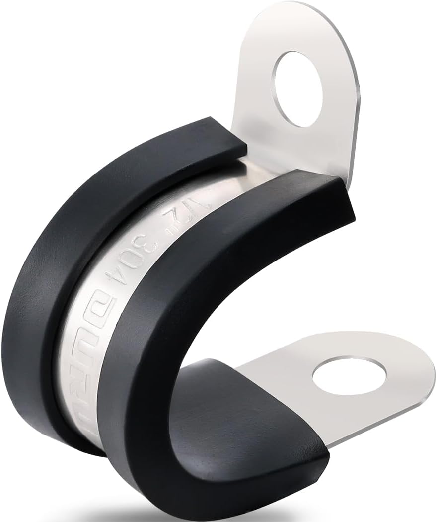OURU 1/2 Inch Cable Clamps, Rubber Coated Insulated Clamps, 100pcs, 13mm