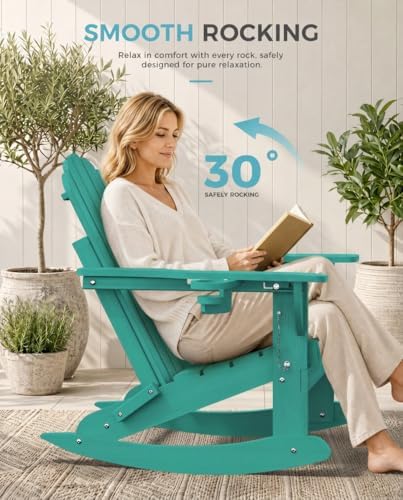 Ciokea Adirondack Rocking Chair with Footrest (Lake Blue)