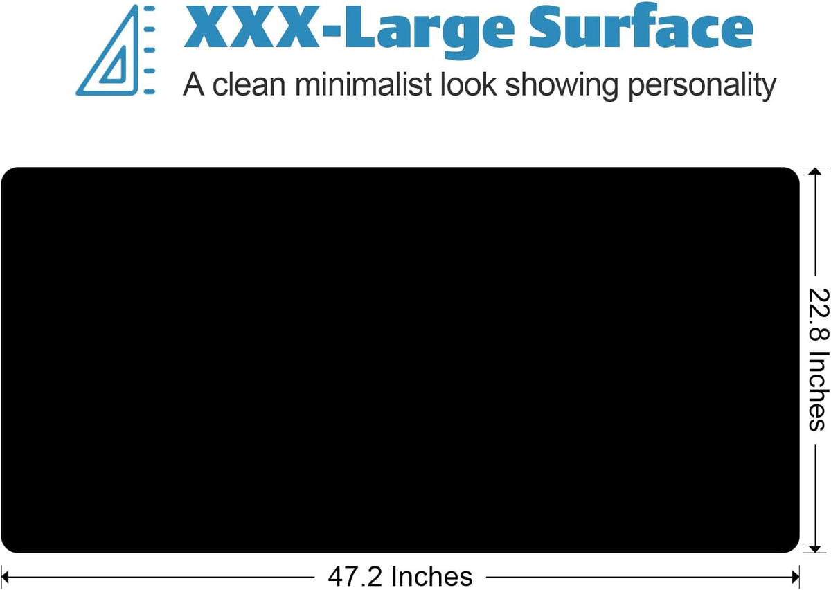 YQE Huge Mouse Pad 3XL: 47.2 x 22.8'' Oversized Extended Desk Mat XXXL, Extra Large Big Gaming Mousepad for Full Desktop, Giant Mouse Pads Computer Desk Pad Thick | Black | Stitched Edge | Waterproof