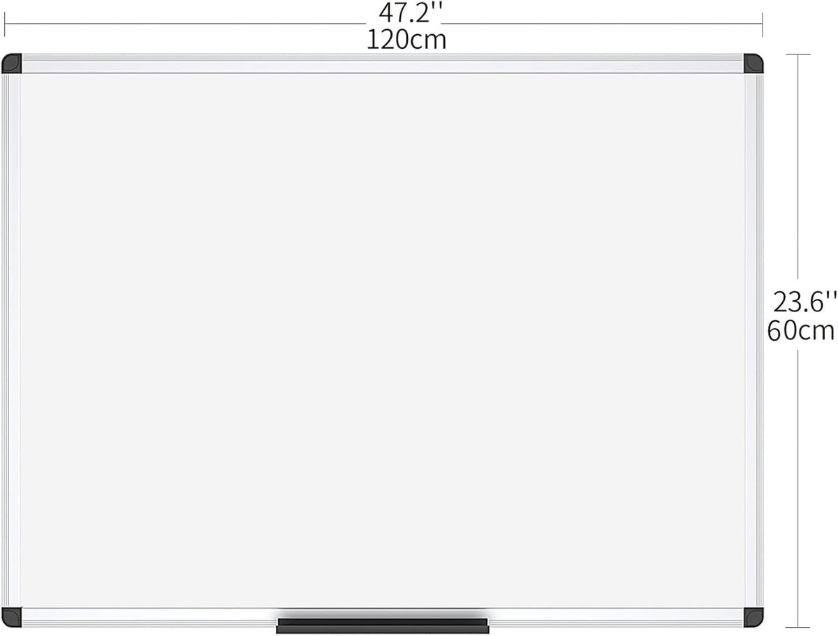 VIZ-PRO Magnetic Dry Erase Board, 48 X 24 Inches, Silver Aluminium Frame