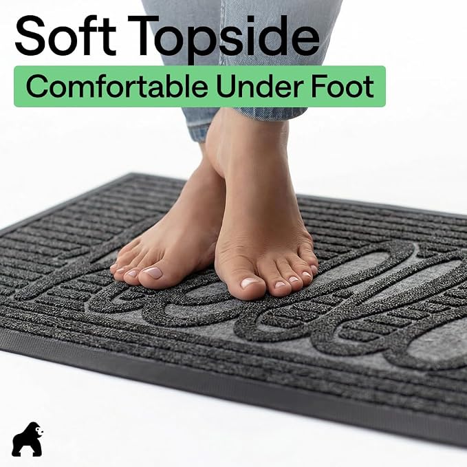 GORILLA GRIP 100% Waterproof All-Season WeatherMAX Doormat, US Designed Natural