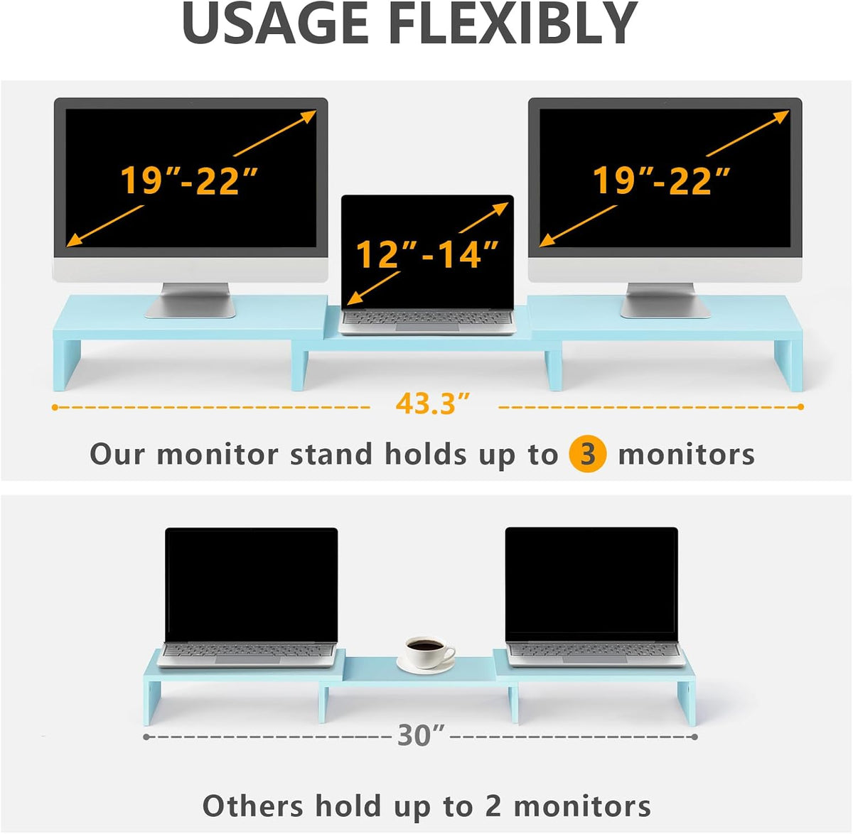 TAVR Dual Monitor Stand Riser, Wooden Computer Monitor Stand for 2 Monitors