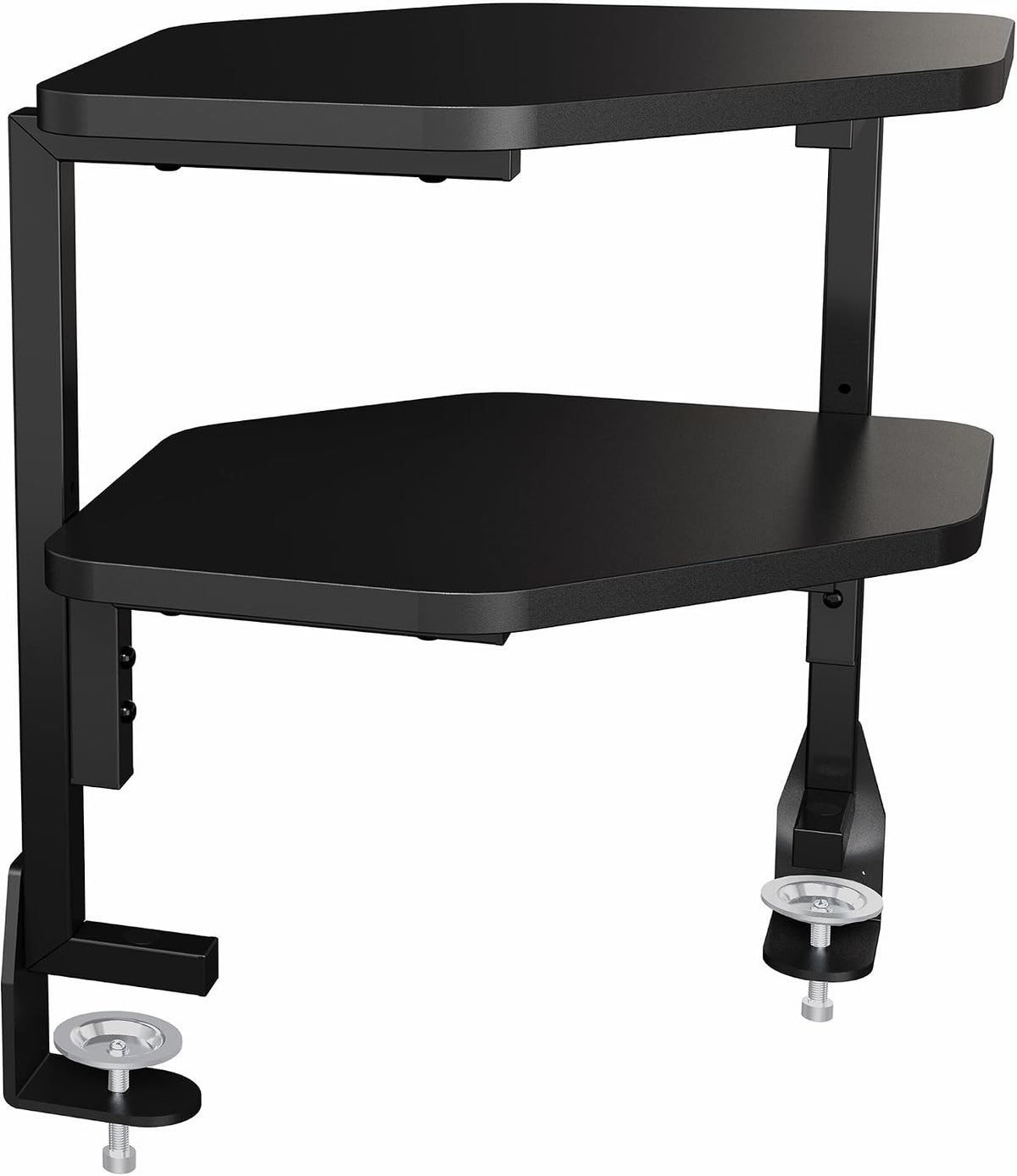 VIVO Black Corner Clamp-on 17 in 2-Tier Desk Shelf, STAND-SHELF2CR