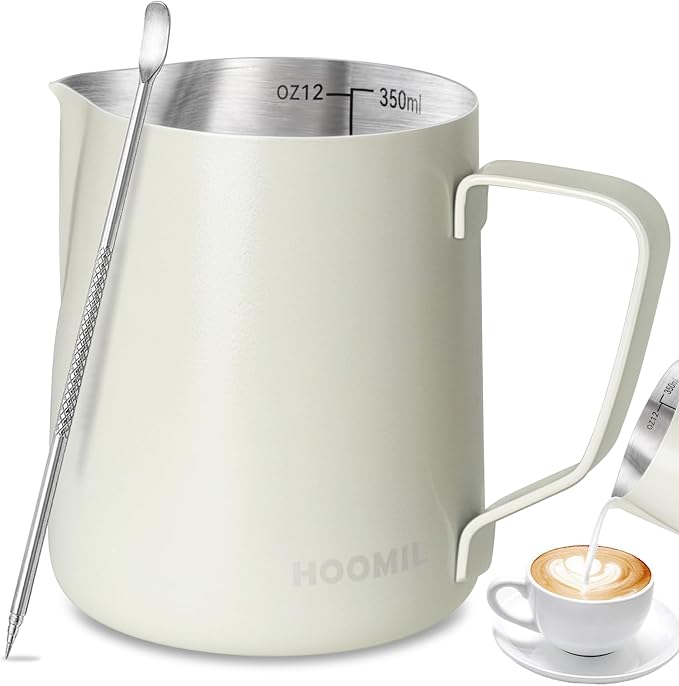 HOOMIL Milk Frothing Pitcher, 12oz/20oz/32oz 304 Stainless Steel | Steaming