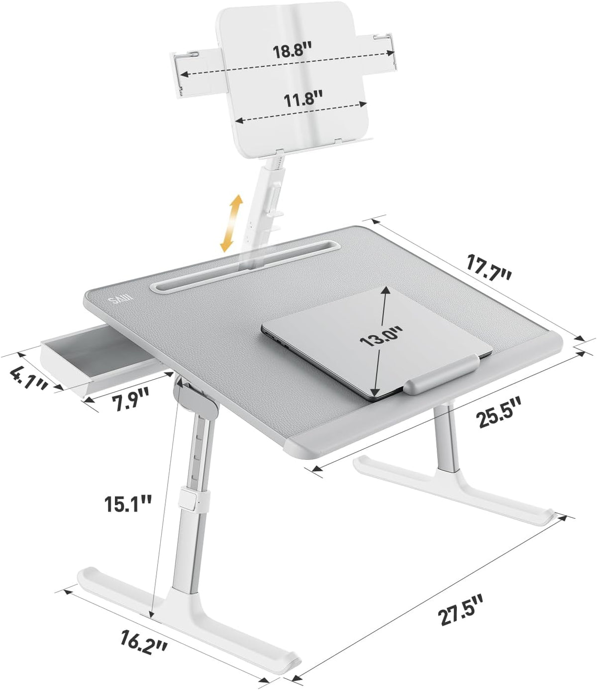 SAIJI Laptop Desk for Bed [XXL Extra Large] with Upgraded Book Stand
