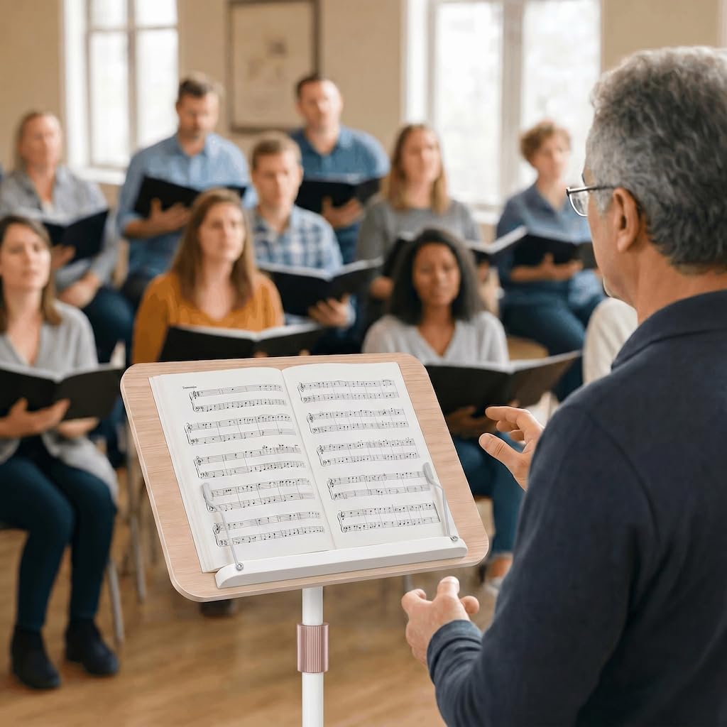 Lectern Podium Stand, Height Adjustable 37"-51" Portable Floor Standing Wooden Podium for Classroom Teacher, Church Pulpit, Wedding Speech, Reading, Laptop Desk, Book & Music Stand, Natural Wood