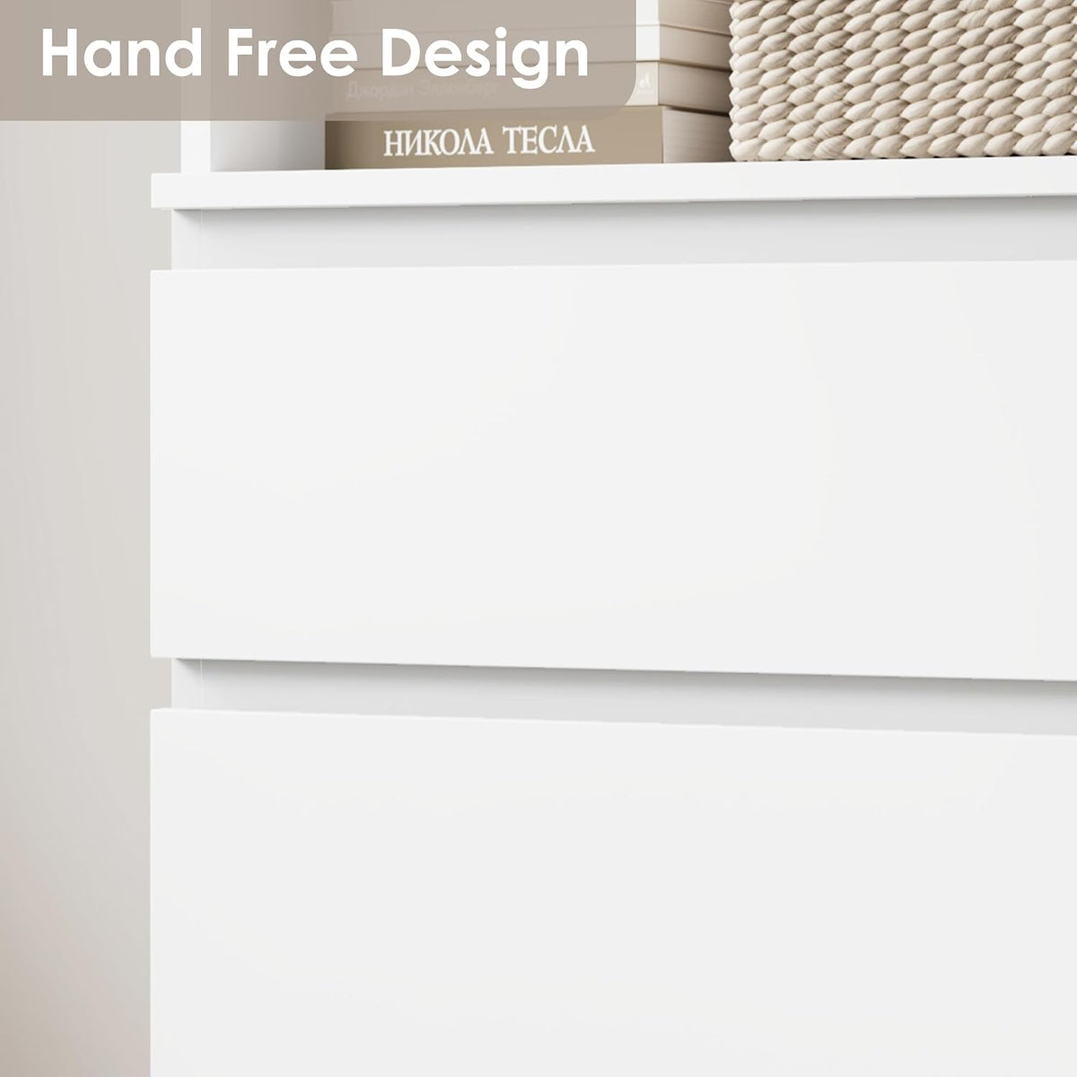 GarveeHome 70 in Bookcase with Drawers, Tall Bookshelf Farmhouse Bookcases Wooden Deep Bookshelves Storage Cabinet Organizer for Living Room, Study, Kitchen, Home Office(A-White)