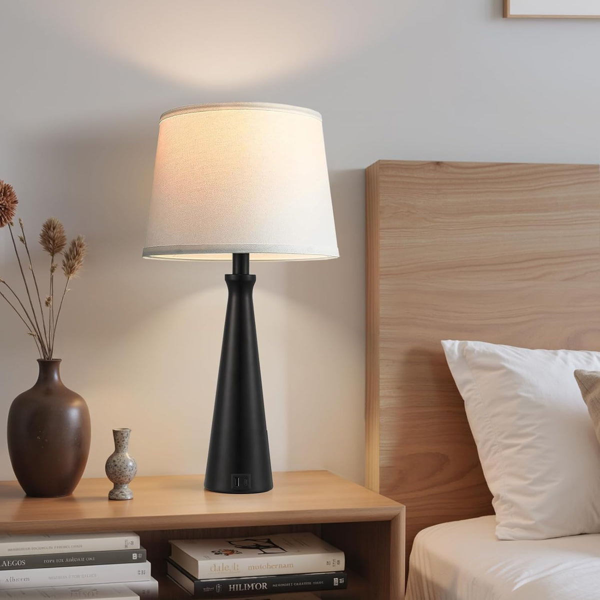 Modern Touch Lamps for Nightstand, 3 Way Dimmable Bedroom Lamp Set of 2